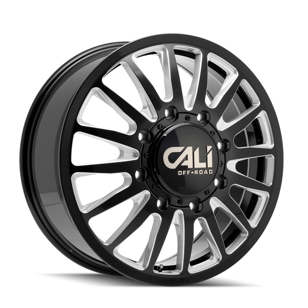 CALI OFF-ROAD SUMMIT 9110 DUALLY WHEELS 8X200 - GLOSS BLACK & MILED - SET OF 6