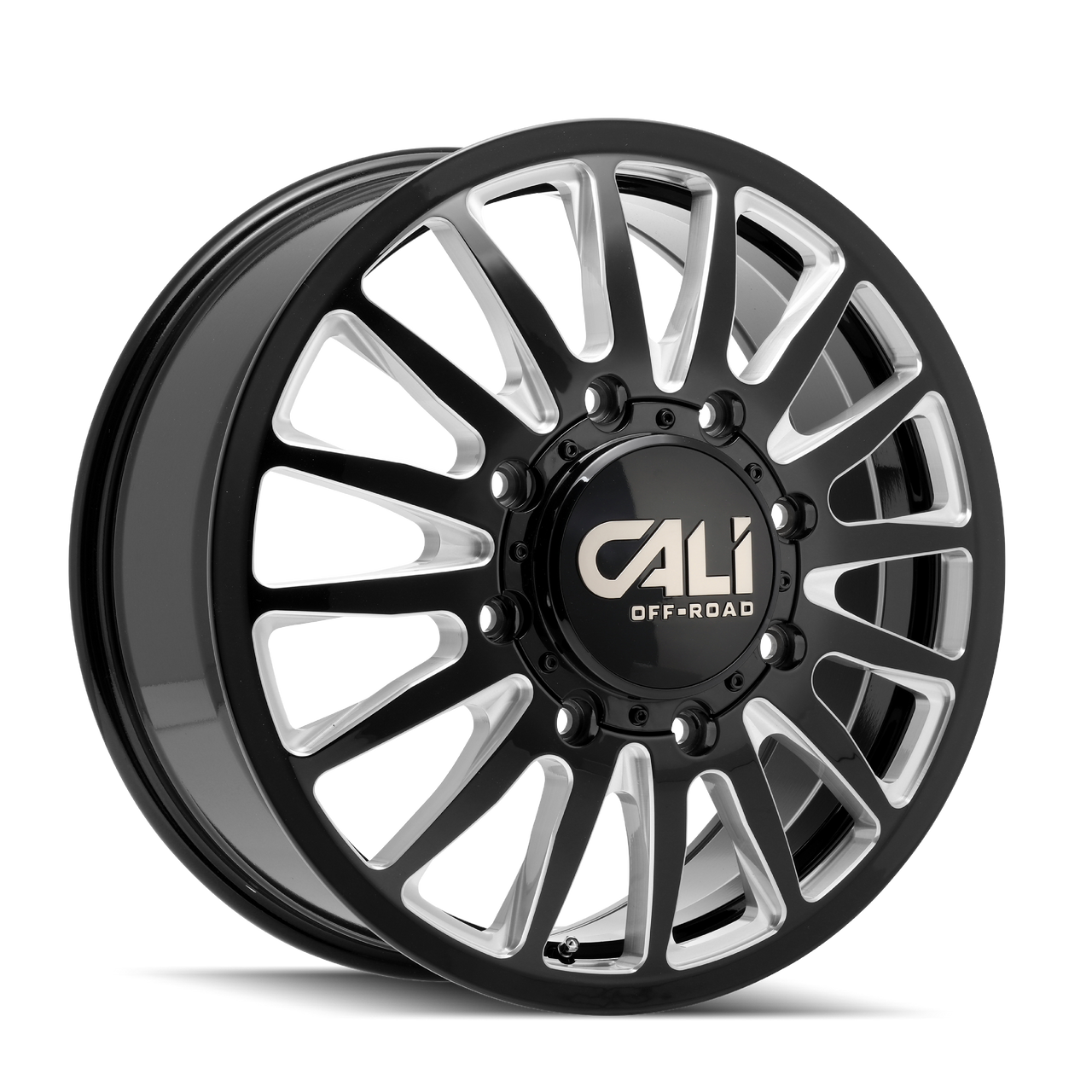 CALI OFF-ROAD SUMMIT 9110 DUALLY WHEELS 8X200 - GLOSS BLACK & MILED - SET OF 6