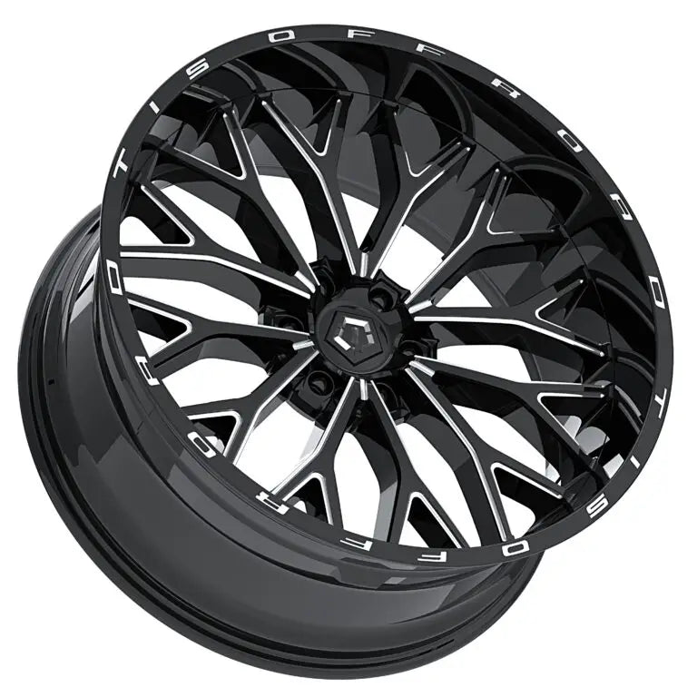 22X12 TIS OFF-ROAD 565BM WHEELS 8X180 -44 OFFSET - GLOSS BLACK & MILLED