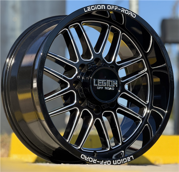 20X10 LEGION OFF-ROAD LG4 WHEELS, -18 Offset, 8X170, GLOSS BLACK & MILLED