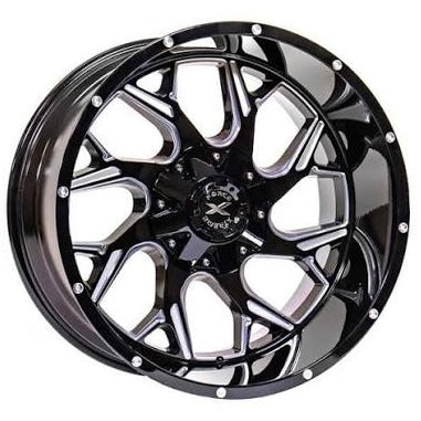 20X10 XTREME FORCE RAPTOR WHEELS 6X5.5(139.7) & 6X135 -25 OFFSET - GLOSS BLACK & MILLED