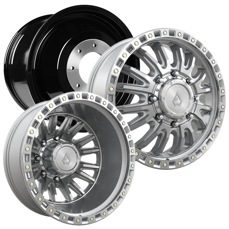 22X8.25 ARENA A103 MISSION DUALLY WHEELS 8X210 - GLOSS SILVER MACHINED