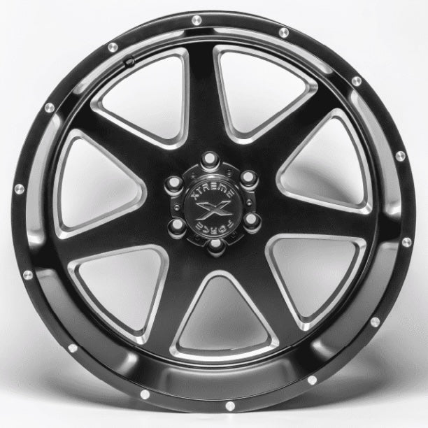 22X12 XTREME FORCE XF-4 WHEELS 6X135 -44 OFFSET - SATIN BLACK & MILLED