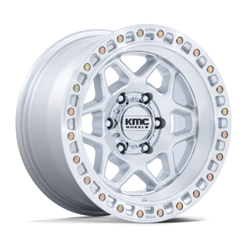 KMC KM553 TORX 17x9 Inch Alloy Wheel with Gloss Silver Machined Face - 5x127 Bolt Pattern, -12 Offset
