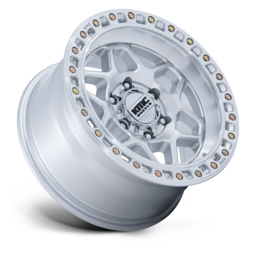 KMC KM553 Torx 17x8.5 Inch Alloy Wheel - 5x127 Bolt Pattern, Gloss Silver with Machined Face, +0 Offset