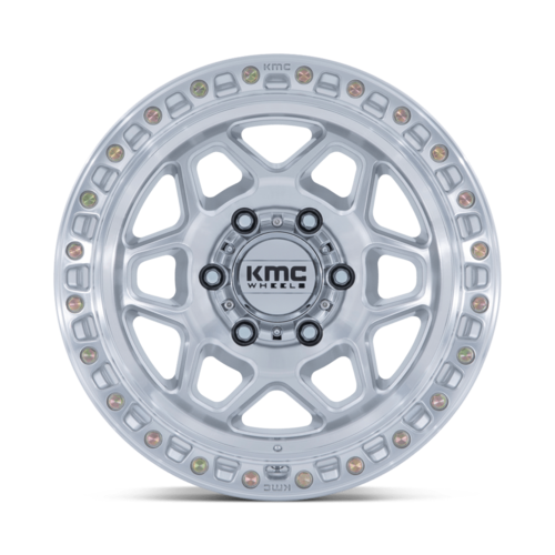 KMC KM553 TORX 17x9-Inch Alloy Wheel with Gloss Silver Machined Face and -12 Offset