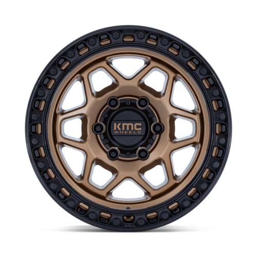 KMC KM553 TORX 17x8.5 Inch Matte Bronze with Gloss Black Lip Wheel - 6x139.7 Bolt Pattern, +25 Offset