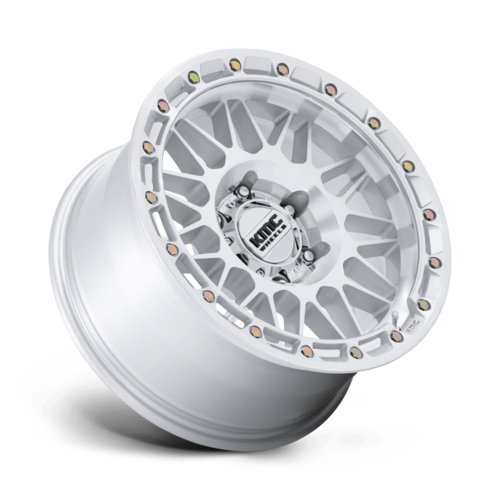 KMC KM555 Attack 17x8.5 Inch Gloss Silver Machined Face Wheel with -10 Offset and 6x135 Bolt Pattern