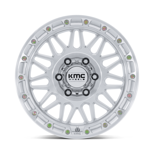 KMC KM555 Attack 17x8.5 Inch Silver Gloss Machined Face Wheel with 6x135 Bolt Pattern and +25 Offset