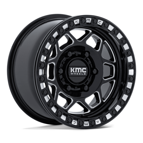 KMC Powersports KS241 TORX UTV Beadlock Wheel - 15x8 Inches, 6x139.7 Bolt Pattern, Gloss Black Milled Finish