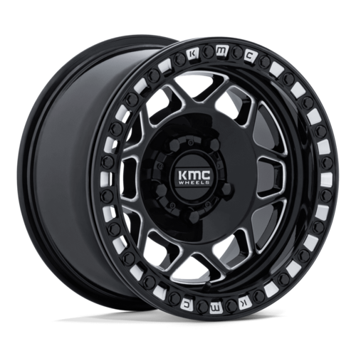 KMC Powersports KS241 TORX UTV Beadlock Wheel 15x7 - Gloss Black Milled, 5x114.3 Bolt Pattern, +38 Offset