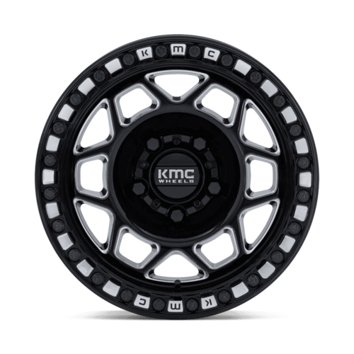 KMC Powersports KS241 TORX UTV Beadlock Wheel 15x7 - Gloss Black Milled, 5x114.3 Bolt Pattern, +38 Offset