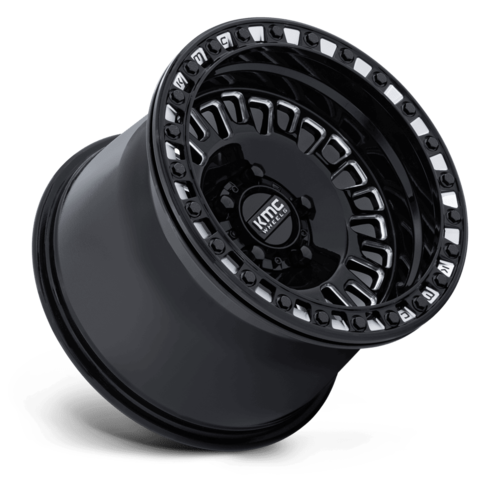 KMC Powersports KS242 AZTEC UTV Beadlock Wheel - 15x10, 5x114.3 Bolt Pattern, Gloss Black Milled Finish