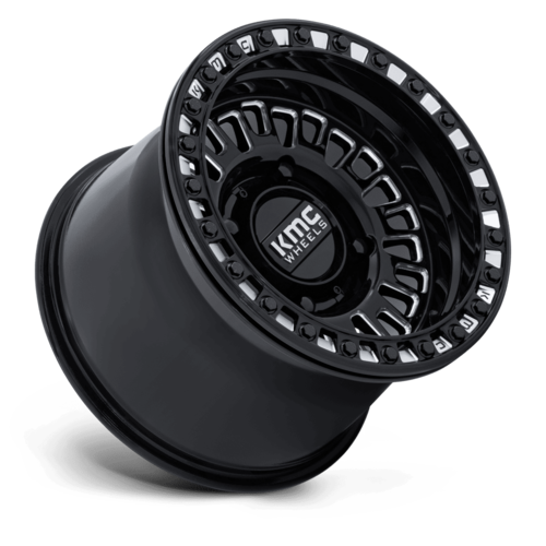 KMC Powersports KS242 AZTEC UTV Beadlock Wheel - 15x8 inch, 4x156 Bolt Pattern, Gloss Black Milled Finish