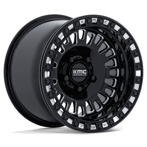 KMC Powersports KS242 AZTEC UTV Beadlock Wheel - 15x10, 5x114.3 Bolt Pattern, Gloss Black Milled Finish