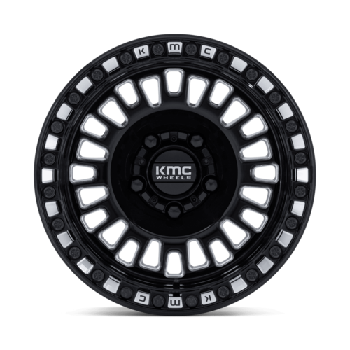 KMC Powersports KS242 AZTEC UTV Beadlock Wheel - 15x10, 5x114.3 Bolt Pattern, Gloss Black Milled Finish