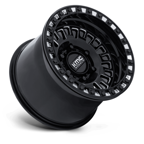 KMC Powersports AZTEC UTV Beadlock Wheel 15x8 - Gloss Black Milled Finish