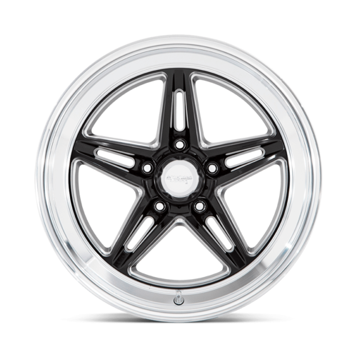 American Racing Vintage VN514 Groove 18x8 Gloss Black Milled Wheel with Diamond Cut Lip, 5x127 Bolt Pattern, +0 Offset