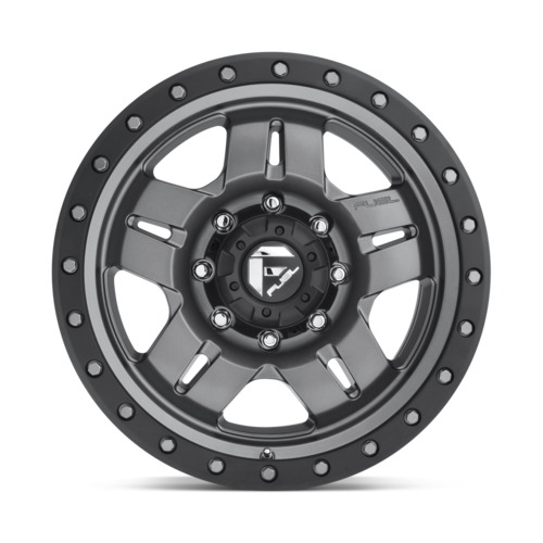 Fuel 1PC D558 ANZA Matte Gunmetal Black Bead Ring 15x8 Wheel with 5x114.3 Bolt Pattern and -18 Offset