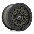 Black Rhino Hard Alloys Barricade 17x8.5 Inch Off-Road Wheel with Olive Drab Green Finish and Black Ring - 5x127 Bolt Pattern, -18 Offset