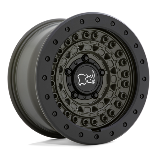 Black Rhino Hard Alloys Barricade 17x8.5 Wheel with Olive Drab Green Finish and Black Ring