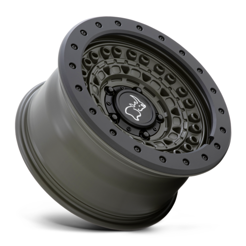 Black Rhino Hard Alloys Barricade 17x8.5 Olive Drab Green with Black Rock Guard, -18 Offset, 6x139.7 Bolt Pattern