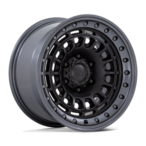 Black Rhino Hard Alloys Sahara 17x9 Matte Black with Gunmetal Lip - 5x127 Bolt Pattern, -12 Offset