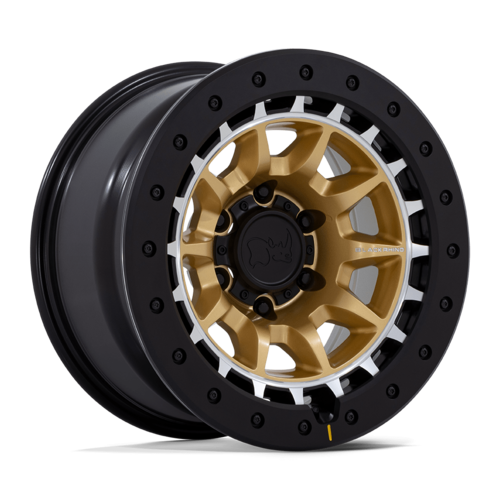 Black Rhino Hard Alloys Tusk 17x8.5 Matte Gold with Machined Ring - 5x127 Bolt Pattern, -10 Offset