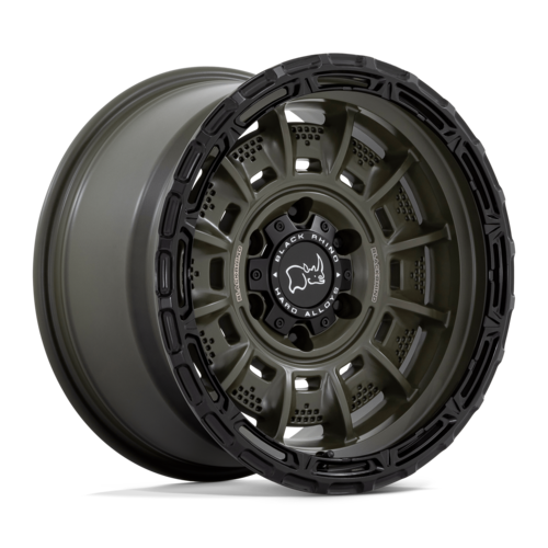 Black Rhino Hard Alloys Legion 17x9 Olive Drab Green with Black Lip Wheel - 6x139.7 Bolt Pattern, -12 Offset, 106.10 Center Bore