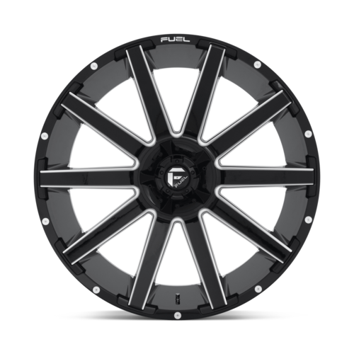 Fuel 1PC D615 CONTRA 24x12 Gloss Black Milled Wheel with -44 Offset and 6x135/6x139.7 Bolt Pattern
