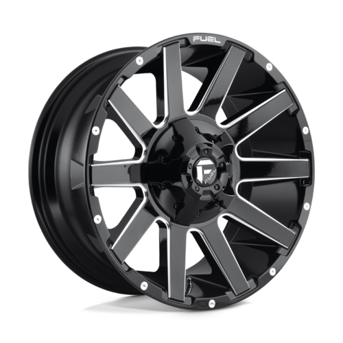 Fuel 1PC D615 CONTRA 20x9 Gloss Black Milled Wheel with 8x180 Bolt Pattern