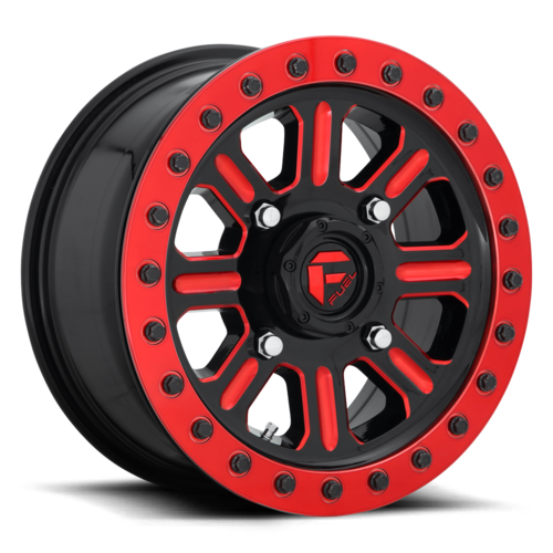 Fuel UTV D911 Hardline 15x7 Gloss Black with Red Tint Beadlock Wheel (4x156 Bolt Pattern, +38 Offset, 132mm Center Bore)