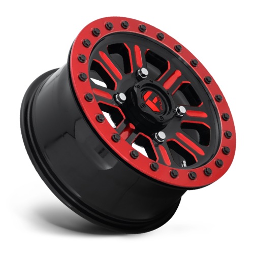 Fuel UTV D911 Hardline Beadlock Wheel 15x10 Inch with 4x137 Bolt Pattern and 25mm Offset, Gloss Black Red Tinted Clear Finish