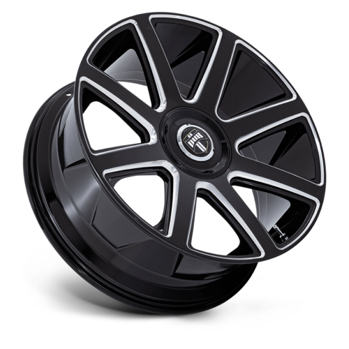 DUB 1PC DC273 PULL 24x10 Inch Gloss Black Milled Wheel with 6x135/139.7 Bolt Pattern and 30mm Offset