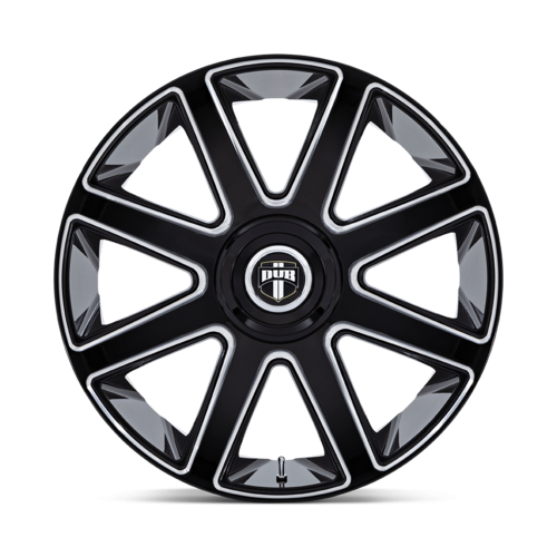DUB 1PC DC273 PULL 24x10 Inch Gloss Black Milled Wheel with 6x135/139.7 Bolt Pattern and 30mm Offset