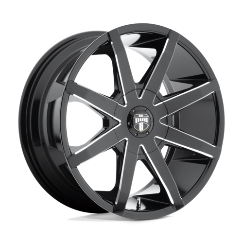 DUB 1PC S109 PUSH 20x8.5 Gloss Black Milled Wheel with 5x108/5x114.3 Bolt Pattern and +35 Offset
