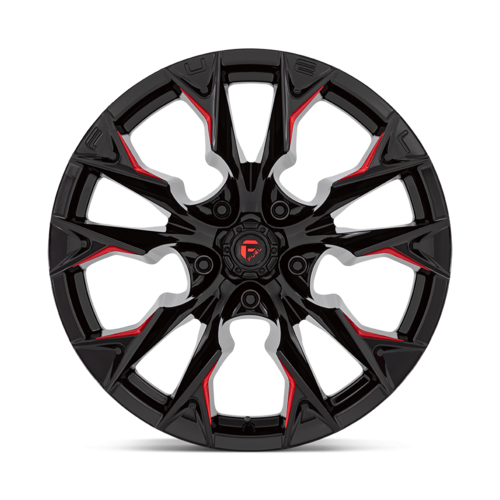 Fuel 1PC D823 Flame 20x10 Gloss Black Milled with Candy Red Wheel