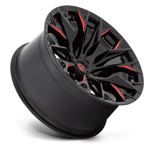 Fuel 1PC D823 Flame 20x10 Gloss Black Milled with Candy Red Wheel