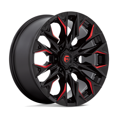 Fuel 1PC D823 Flame 20x9 Gloss Black Milled with Candy Red Wheels for 6x139.7 Bolt Pattern