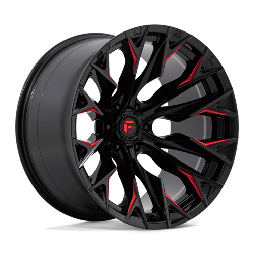 Fuel 1PC D823 FLAME 22x12 Inch Gloss Black Milled with Candy Red Wheel with 6x139.7 Bolt Pattern and -44 Offset
