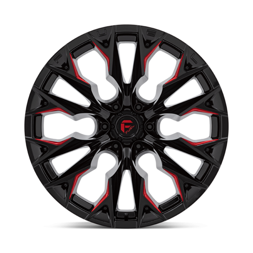 Fuel 1PC D823 FLAME 22x12 Inch Gloss Black Milled with Candy Red Wheel with 6x139.7 Bolt Pattern and -44 Offset