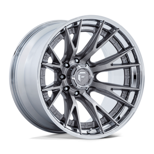 Fuel 1PC Catalyst 24x12 Wheel with Chrome Lip and Platinum Finish, 8x6.5 Bolt Pattern, Offset -44 for Trucks and SUVs