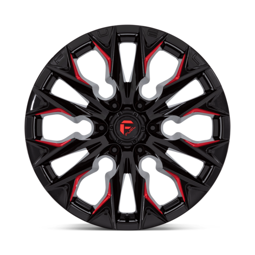 Fuel 1PC D823 Flame 20x9 Gloss Black Milled with Candy Red Wheel with 6x135 Bolt Pattern and 87.10mm Center Bore