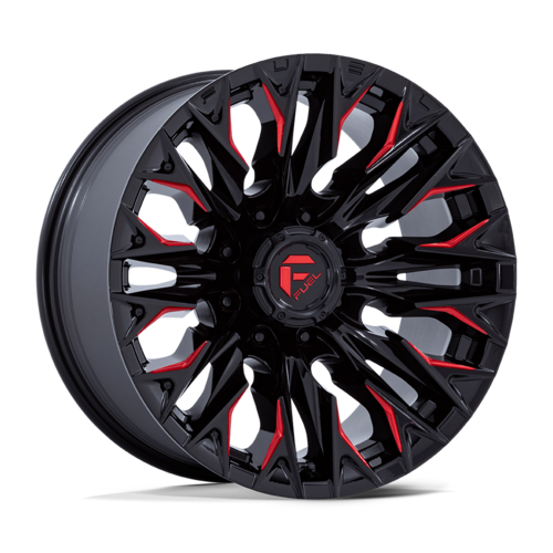 Fuel 1PC D823 Flame 20x9 Gloss Black Milled with Candy Red Wheel for 8x170 Bolt Pattern
