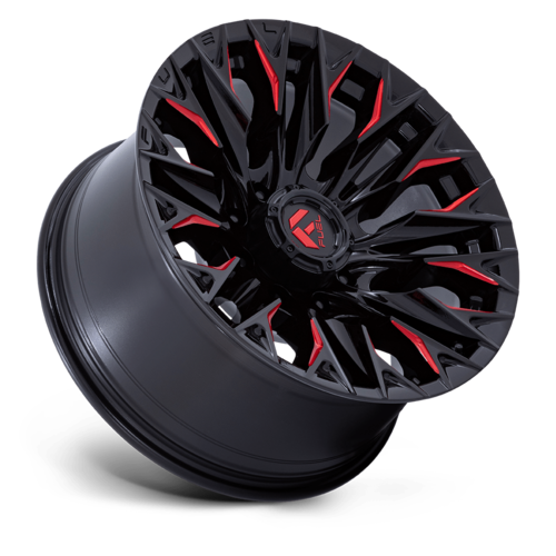 Fuel 1PC D823 Flame 20x9 Gloss Black Milled with Candy Red Wheel for 8x170 Bolt Pattern