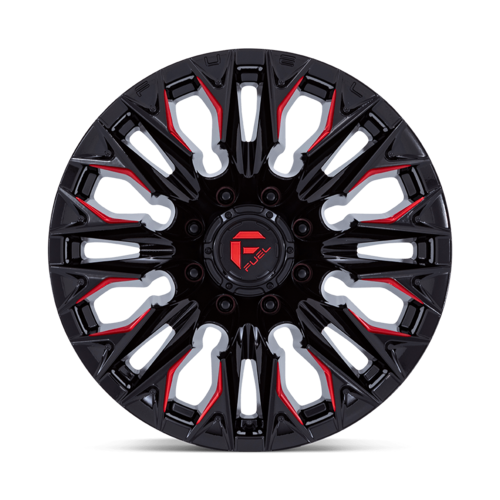 Fuel 1PC D823 Flame 20x9 Gloss Black Milled with Candy Red Wheel with 8x180 Bolt Pattern and +20 Offset