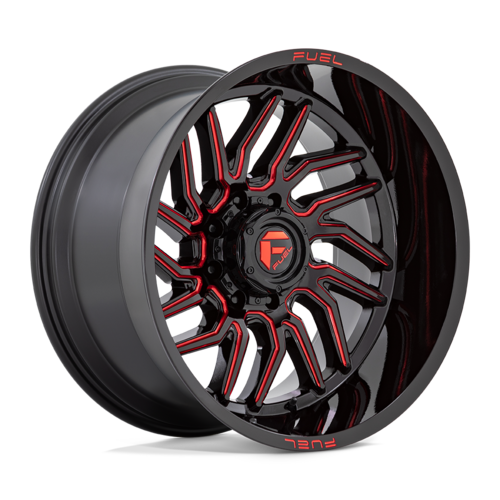 Fuel 1PC D808 Hurricane 22x12 Gloss Black Milled with Red Tint Wheel