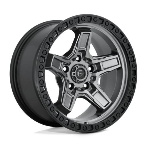 Fuel 1PC KICKER 17x9 Matte Gunmetal Black Bead Ring Wheel with -12 Offset and 5x127 Bolt Pattern