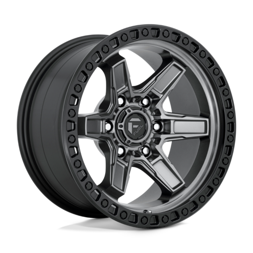 Fuel 1PC D698 Kicker 17x9 Matte Gunmetal Black Bead Ring Wheel with -12 Offset and 6x139.7 Bolt Pattern