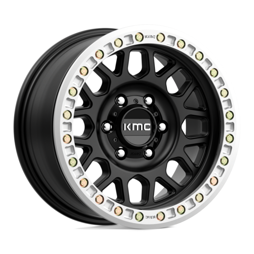 KMC KM234 Grenade Desert Beadlock 17x8.5 Satin Black Wheel with 6x135 Bolt Pattern